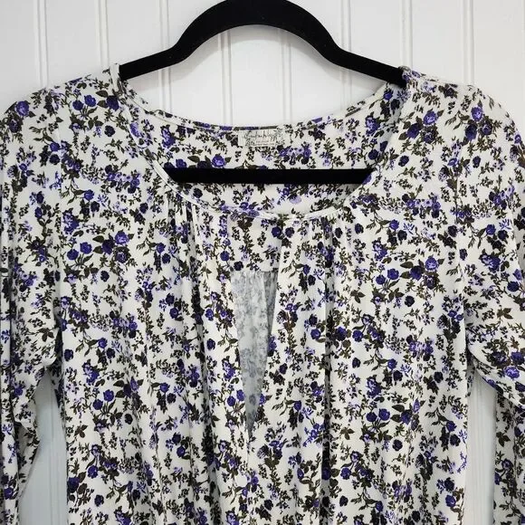 FREE PEOPLE Intimately 'Kaya' Ivory Floral Print Cutout Long Sleeve Bodysuit XS - Picture 3 of 11
